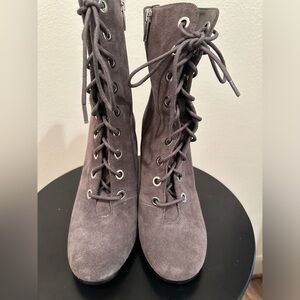 Gray, Tall Vintage, 1920's ankle bootie, granny style; NEW-Never Worn, NO BOX